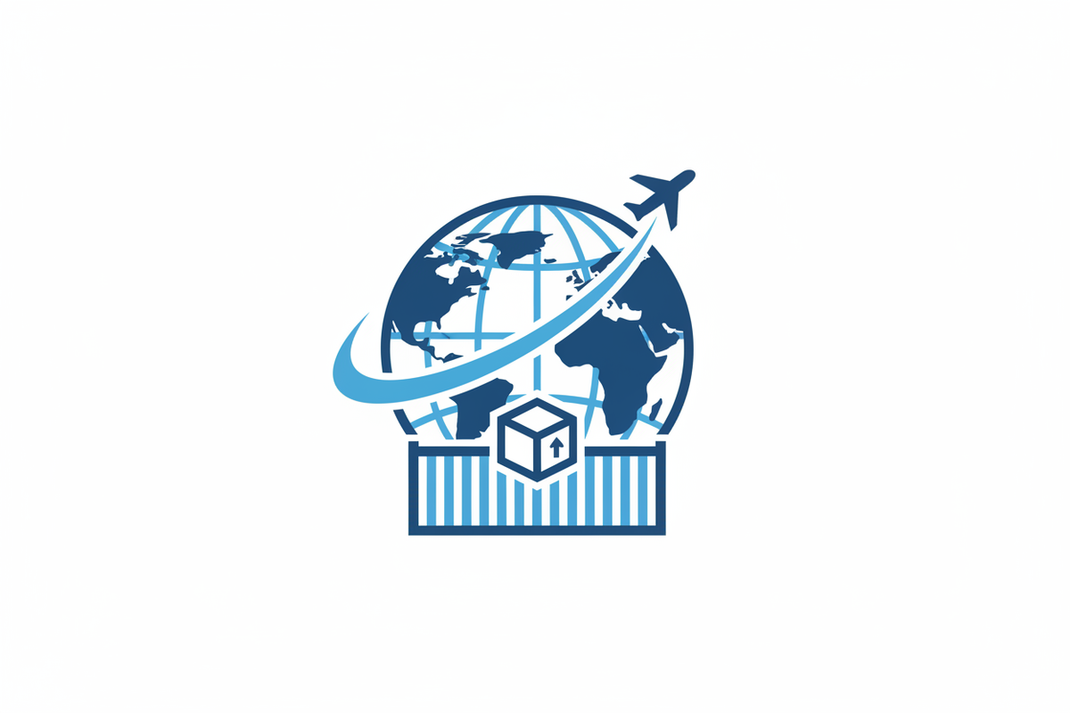 FAIS MOI UN LOGO LIVRAISON ET EXPÉDITION DANS LE MONDE ENTIER, ARRIERE PLAN TOUT BLANC ET PAS DE TEXTE